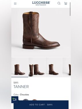 Lucchese Tanner Roper Chocolate Brown Leather Boots